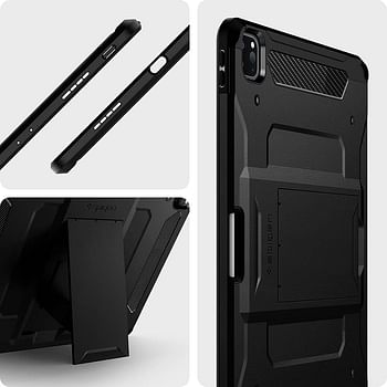 Spigen Tough Armor Pro designed for iPad Pro 12.9 inch case cover M2 6th Generation (2022) / 5th Generation (2021) with Pencil Holder - Black