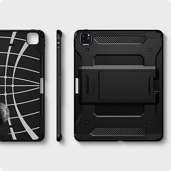 Spigen Tough Armor Pro designed for iPad Pro 12.9 inch case cover M2 6th Generation (2022) / 5th Generation (2021) with Pencil Holder - Black