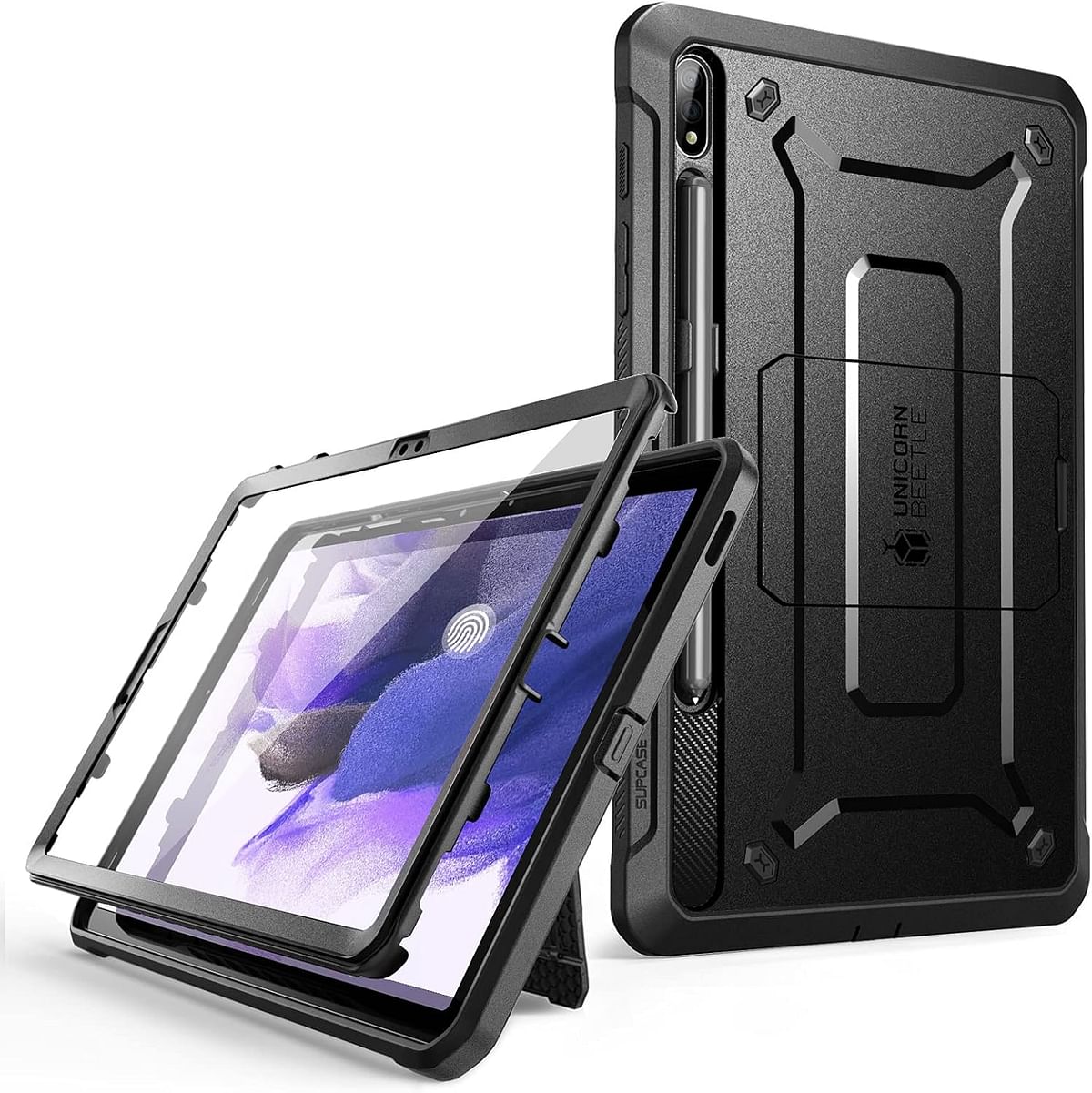 SUPCASE [Unicorn Beetle PRO Series] Case Designed For Galaxy Tab S7 FE Case (2021 Release), Full-Body Rugged Protective Case with Built-in Screen Protector - Black