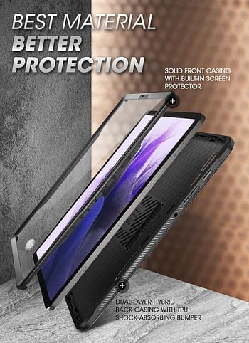 SUPCASE [Unicorn Beetle PRO Series] Case Designed For Galaxy Tab S7 FE Case (2021 Release), Full-Body Rugged Protective Case with Built-in Screen Protector - Black