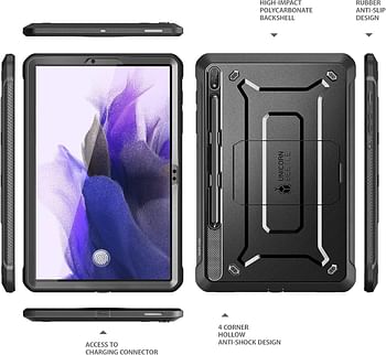 SUPCASE [Unicorn Beetle PRO Series] Case Designed For Galaxy Tab S7 FE Case (2021 Release), Full-Body Rugged Protective Case with Built-in Screen Protector - Black