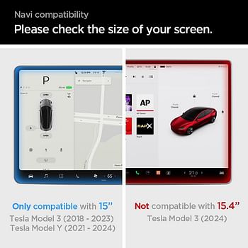 Spigen Tempered Glass Screen Protector [GLAStR EZ FIT] designed for Tesla Model 3 (up to 2023) and Model Y (up to 2024) Dashboard Touchscreen - Matte/Anti Glare/Anti Finger Print