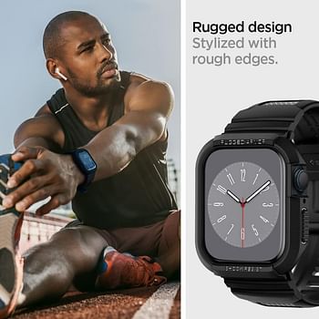 Spigen Rugged Armor PRO designed for Apple Watch Band with Case for Series 9/8/7 (41mm) and Series SE2/6/SE/5/4 (40mm) - Black