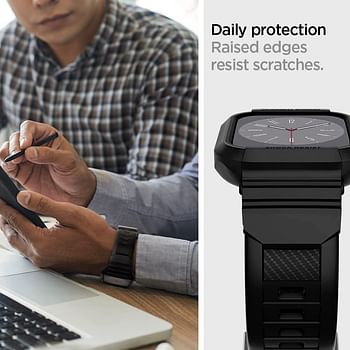 Spigen Rugged Armor PRO designed for Apple Watch Band with Case for Series 9/8/7 (41mm) and Series SE2/6/SE/5/4 (40mm) - Black