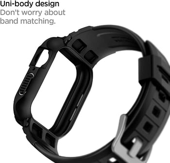 Spigen Rugged Armor PRO designed for Apple Watch Band with Case for Series 9/8/7 (41mm) and Series SE2/6/SE/5/4 (40mm) - Black