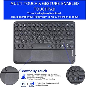 Keyboard Case with Touchpad for iPad 10.2 9th Generation 2021/8th Gen 2020/7th Gen 2019 Magnetically Detachable Wireless Keyboard Case for iPad New 10.2 Built-in Trackpad&Pencil Holder (Black)