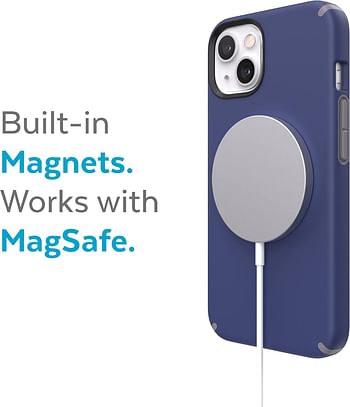 Speck iPhone 13 Case - Drop Protection & Scratch Resistant Dual Layer Case - Built for MagSafe, Slim Design with Soft Touch Coating for 6.1 Inch Phones - Prussian Blue, Cloudy Gray CandyShell Pro