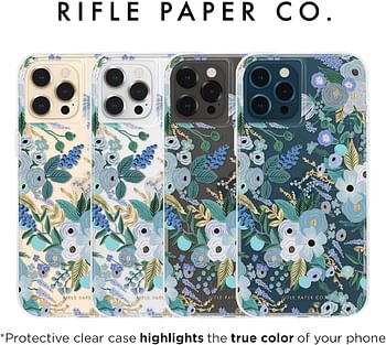 Case-Mate Rifle Paper Co - Case for iPhone 12 Pro Max (5G) - 10 ft Drop Protection - Gold Foil Elements - 6.7 Inch - Garden Party Blue