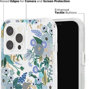 Case-Mate Rifle Paper Co - Case for iPhone 12 Pro Max (5G) - 10 ft Drop Protection - Gold Foil Elements - 6.7 Inch - Garden Party Blue