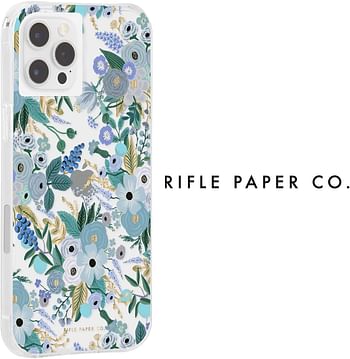 Case-Mate Rifle Paper Co - Case for iPhone 12 Pro Max (5G) - 10 ft Drop Protection - Gold Foil Elements - 6.7 Inch - Garden Party Blue