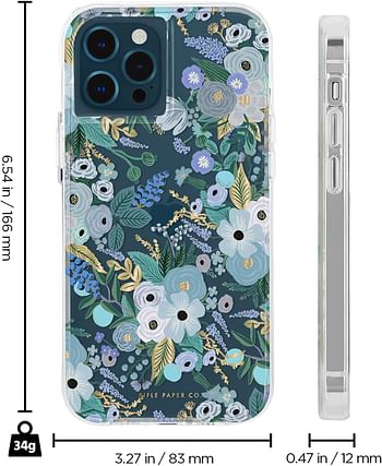 Case-Mate Rifle Paper Co - Case for iPhone 12 Pro Max (5G) - 10 ft Drop Protection - Gold Foil Elements - 6.7 Inch - Garden Party Blue