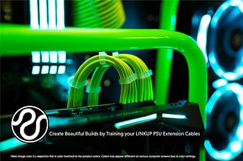 LINKUP - PSU Cable Extension Sleeved Custom Mod GPU PC Power Supply Braided w/Comb Kit | 1x 24 P (20+4) | 2x 8 P (4+4) CPU | 2x 8 P (6+2) GPU set | 30CM 300MM - Green