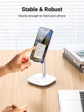 UGREEN Angle Adjustable Phone stand, Flexible Phone holder, Adjustable Mobile Stand Cell Phone Mount Compatible With iPhone Most Phones, iPhone 15 Pro/Pro Max, Samsung Galaxy, Tablet/iPad White