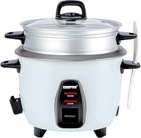 Geepas Electric rice cooker 1.0L Capacity 3 in 1 Cook Steam and Keep Warm Non-Stick 450W Single Switch GRC4325N - White