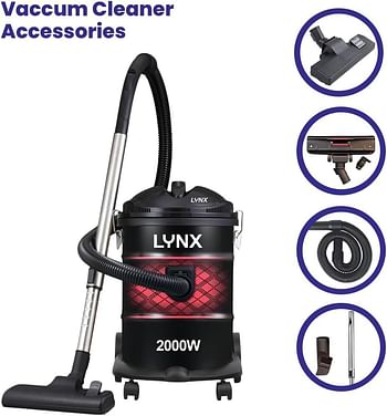 lynx Lynx Drum Vacuum Cleaner, 21 Liter, 2000 Watt - LY-VC-2001 Light Weight