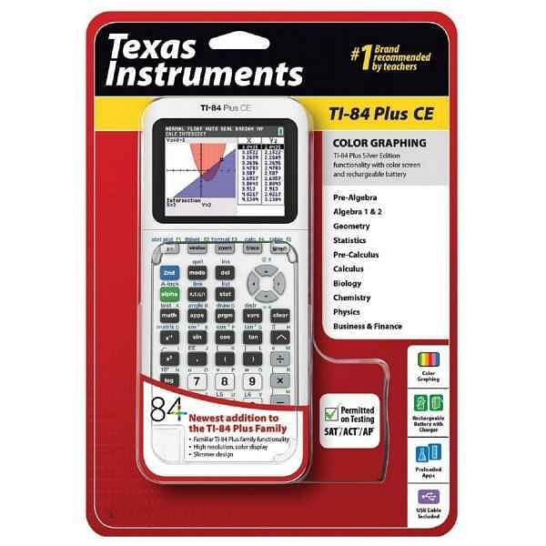 Texas Instruments Graphing Calculator (TI-84 Plus CE) - White