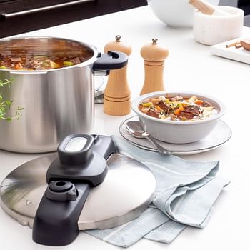 TEFAL Pressure Cooker, Secure Compact 8 L 5-Point Security System, Ultra-Fast Results, P3534446 - Silver