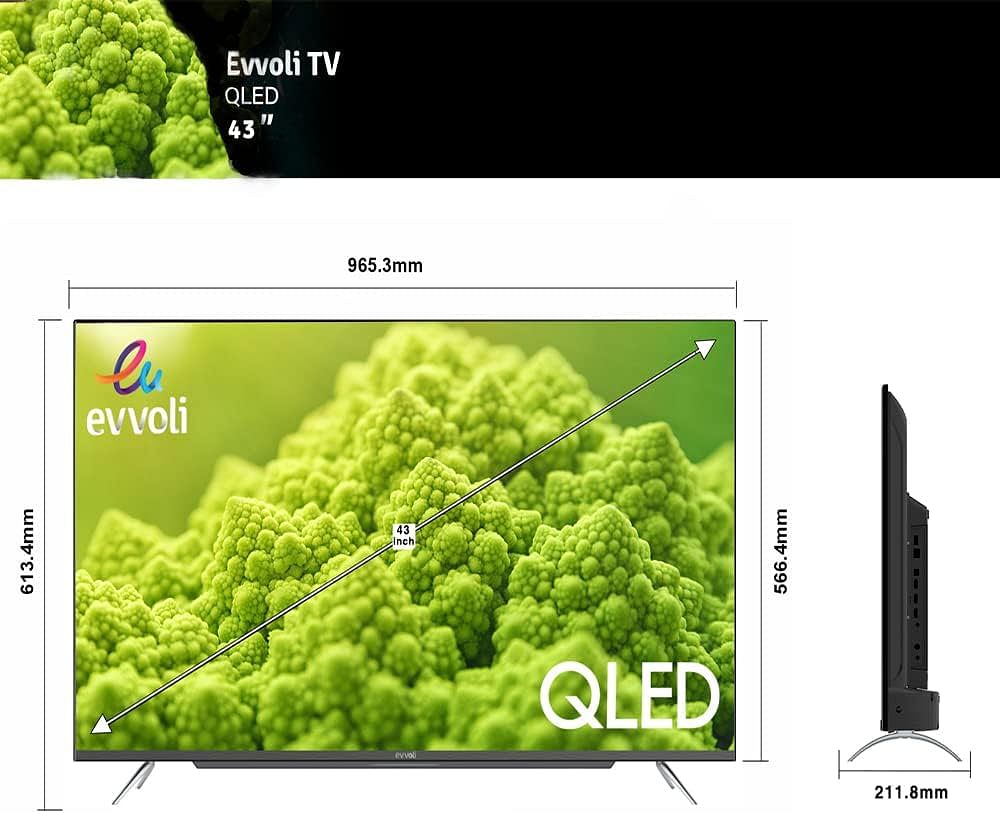 evvoli 43 Inch 4K QLED Android Smart TV Frameless 43EV250QA - Black