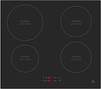 evvoli Built-In Induction Hob, 4 Burners, Soft Touch Control With 9 Stage Power Setting And Safety Switch, EVBI-IH604B, Black