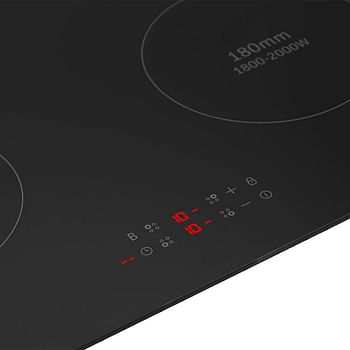 evvoli Built-In Induction Hob, 4 Burners, Soft Touch Control With 9 Stage Power Setting And Safety Switch, EVBI-IH604B, Black