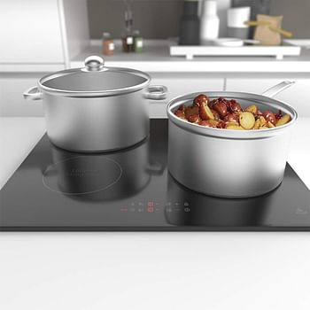 evvoli Built-In Induction Hob, 4 Burners, Soft Touch Control With 9 Stage Power Setting And Safety Switch, EVBI-IH604B, Black