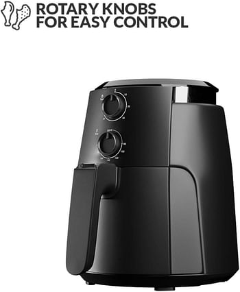 evvoli Air Fryer 4 Litres with Timer Temperature, Adjustable Control and 8 Preset Programs,1500W, EVKA-AF4001BS, Black