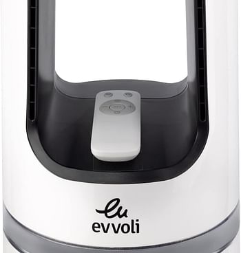 evvoli Bladeless Pure Cool Fan & Air purifier with True HEPA Filter And Remote Controlled, Large Size, 12 Speed, Removes Allergens, Pollutants, Dust, Mold, VOCs, night light, Low Noise, EVPF-50W