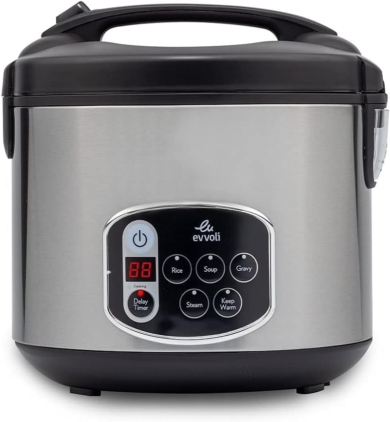 evvoli Multi-functional, Non Stick Rice and Grain Cooker, 650W 1.8 L, EVKA-RC5005B - Silver