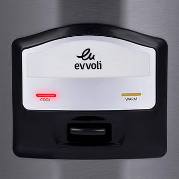 evvoli 2 In 1 Rice Cooker with Steamer 6.5 Litter Up To 12 Cup Of Rise non-stick 750W Silver EVKA-RC6501S