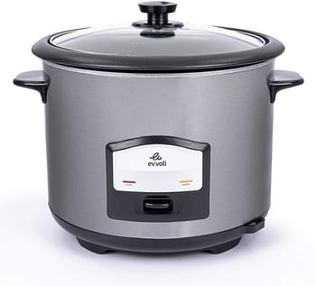 evvoli 2 In 1 Rice Cooker with Steamer 6.5 Litter Up To 12 Cup Of Rise non-stick 750W Silver EVKA-RC6501S