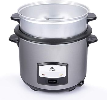 evvoli 2 In 1 Rice Cooker with Steamer 6.5 Litter Up To 12 Cup Of Rise non-stick 750W Silver EVKA-RC6501S