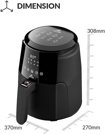 evvoli Digital Air fryer 4 Liters No Pre-Heat Needed, No-Oil Frying, Fast Crispy and healthy Digital Temperature Control, EVKA-AF4008D