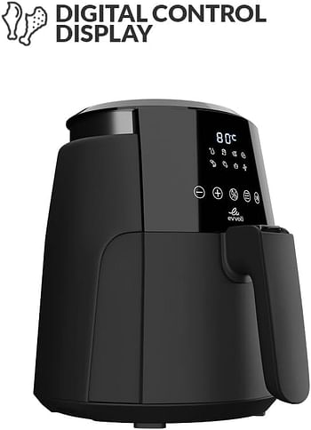 evvoli Digital Air fryer 4 Liters No Pre-Heat Needed, No-Oil Frying, Fast Crispy and healthy Digital Temperature Control, EVKA-AF4008D