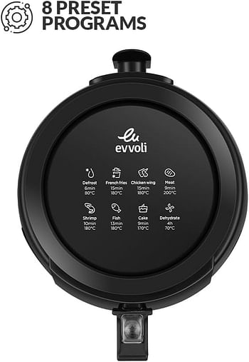 evvoli Digital Air fryer 4 Liters No Pre-Heat Needed, No-Oil Frying, Fast Crispy and healthy Digital Temperature Control, EVKA-AF4008D