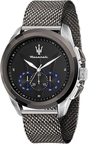 MASERATI Chronograph Quartz R8873612006 Gray Steel Bracelet Black dial size 45mm