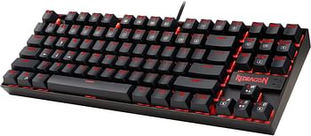 Redragon k552 mechanical gaming keyboard 60% compact 87 key kumara wired cherry mx blue switches equivalent for windows pc gamers (red backlit black)