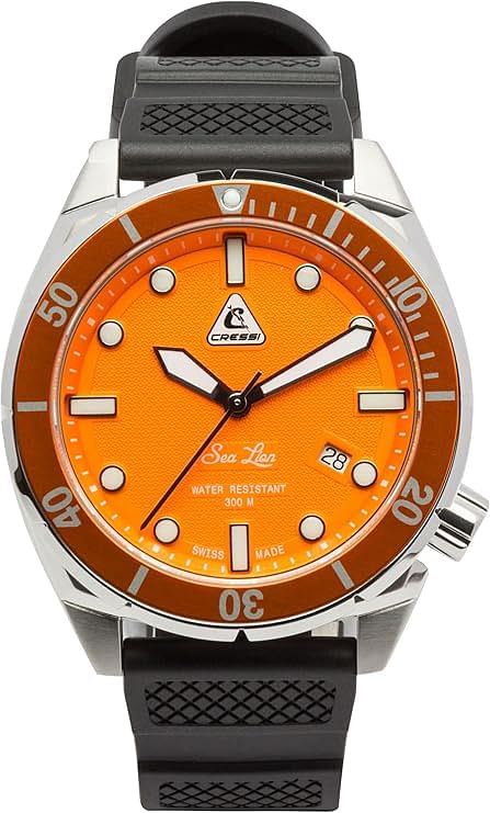 Cressi Sea Lion Watch 300m - Professional Diving Watch Silver Orange