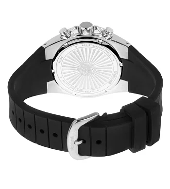 Roberto Cavalli Gents watch, Black Silicon strap, steel & black case, Black dial 43mm RC5G016P0015