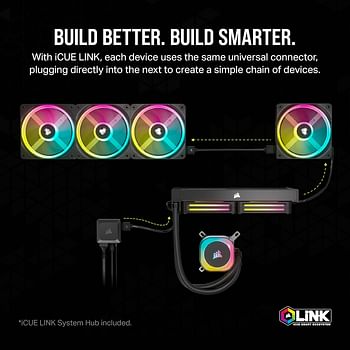 Corsair iCUE LINK QX140 RGB 140mm Magnetic Dome RGB Fans - Double Fan Starter Kit with iCUE LINK System Hub - White