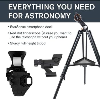 Celestron 22461 StarSense Explore DX 130 Newtonian Reflector Telescope with Smartphone App-enabled Technology - includes Two Eyepieces Phone Dock and Height-adjustable Tripod - Black