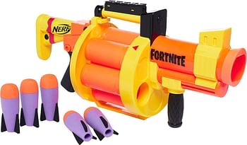 Nerf Fortnite GL Rocket-Firing Blaster 6-Rocket Drum Pump-To-Fire Includes 6 Official Nerf Rockets For Youth Teen Adult