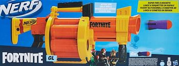 Nerf Fortnite GL Rocket-Firing Blaster 6-Rocket Drum Pump-To-Fire Includes 6 Official Nerf Rockets For Youth Teen Adult