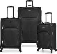 U.S. Traveler Aviron Bay Expandable Softside Luggage with Spinner Wheels - Black