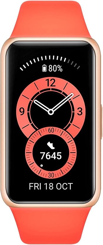 HUAWEI Band 6, All-day SpO2 Monitoring, 1.47" FullView Display, 2-Week Battery Life, Fast Charging, Heart Rate Monitoring, Sleep Tracking, 96 Workout Modes, Message Reminder - Amber Sunrise