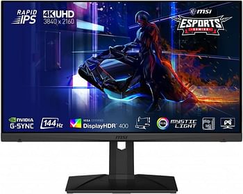 MSI Optix MAG281URF 4K IPS Gaming Monitor - 27.9 Inch, 16:9 UHD (3840 x 2160), Rapid-IPS, 1ms, 144Hz, HDR, G-Sync Compatible, DisplayPort, HDMI, Anti-Flicker, Less Blue light, Night Vision - Black