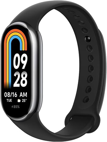 Xiaomi Smart Band 8 Graphite Black, Adaptive Display Brightness And High Refresh Rate, Ultra Long Battery Life, Quick Charge, 200+ Colorful Watch Faces, All-day Health Monitoring w/FREE STRAP