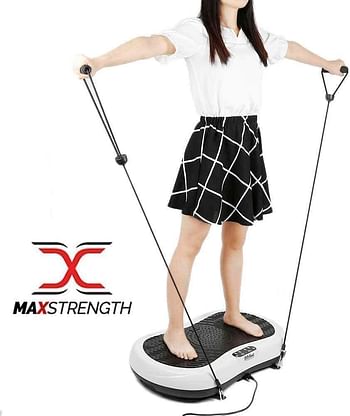 Max Strength - Vibration Plate with Belt Heavey Duty Motion Vibration Platform Whole Body Viberation Machine for Home, Weight Loss