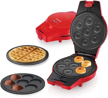 Saachi 3 In 1 Waffle Donut and Cupcake Maker NL-3M-1565-RD