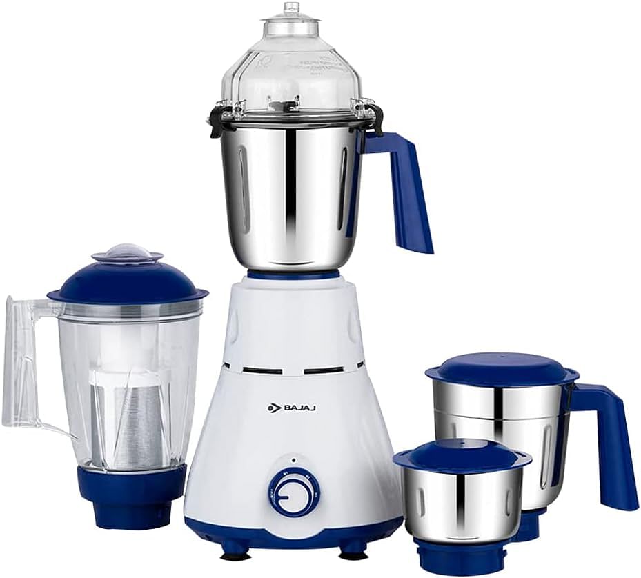 Bajaj Rex 750W Mixer Grinder, White/Blue