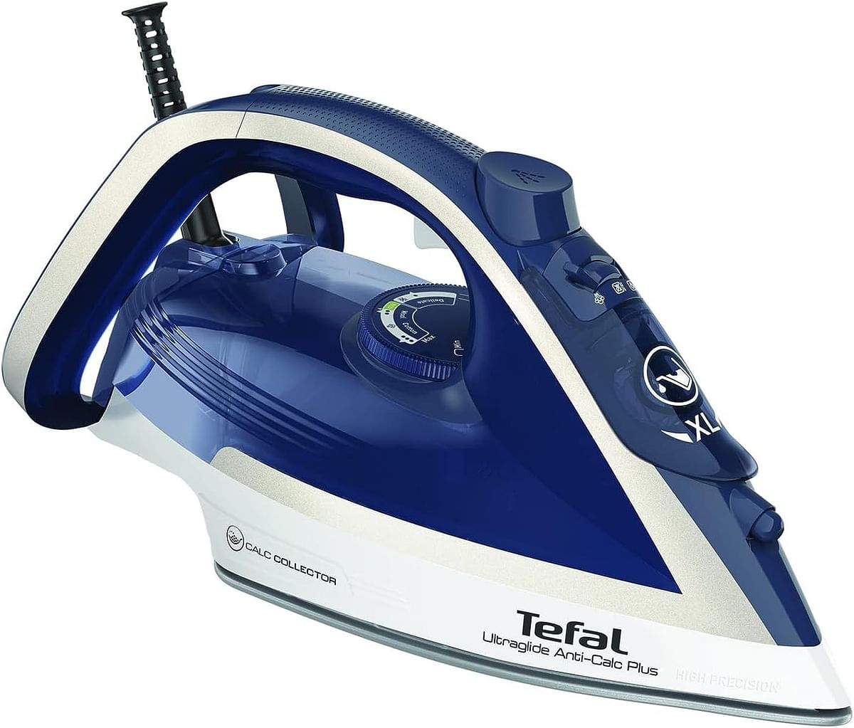 Tefal Ultraglide Anti-Calc Plus Steam Iron, 270 ml, 2800 Watts, Blue / Silver, Plastic / Durilium Airglide, FV5820G0/One size